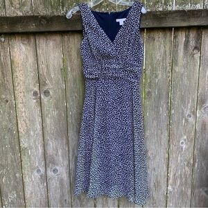 DRESS BARN polka dot sleeveless v neck fit and flare midi dress spring summer